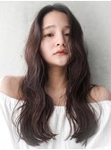 大人可愛い20代30代40代黒髪ひし形小顔ふんわりロング