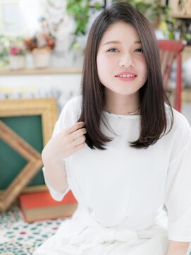 カバーヘア ブリス 戸田公園西口店(COVER HAIR bliss) *bliss戸田公園*かきあげバング×黒髪のツヤ感色っぽセミディａ