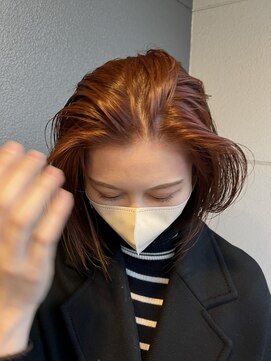 ヘアーアイストゥーレ(HAIR ICI TRE) ボブ　オレンジブラウンカラー