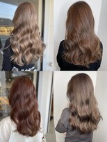 美容室フルール&nbsp;20代30代艶感ストレート♪髪質改善カラーミルクティーベージュ