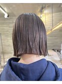 ラベンダーグレージュくすみカラーダブルカラーケアブリーチボブ