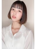 大人可愛い30代40代50代シースルーバング小顔丸みショートボブ
