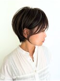 ハイライト白髪ぼかしダブルカラーインナーカラーショートボブ