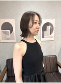 島田/レイヤーボブ 顔まわり 前髪なしボブ 髪質改善グレージュ
