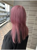 ハイトーン×ピンクベージュ◎ウルフカット