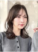 ミディアムレイヤーカット/30代40代50代/顔周りカットくびれヘア