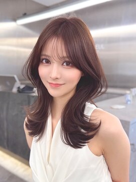 マウルルナ(MAEUL luna) 小顔レイヤー　顔まわり　黒髪　オリーブグレー　ココアベージュ