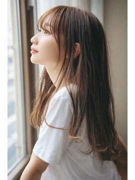 ルエ(rue) セミロング後れ毛顔周りレイヤーカットワンカール前髪あり20代◎