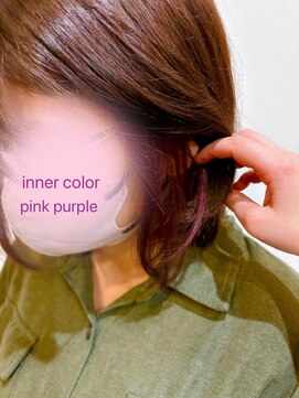 スリー バイ ザサロンフジサワ(THREE by the salon fujisawa) ピンクパープル×ミディアムボブ