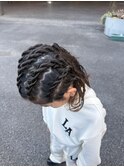 編み込みアップスタイルヘアセット前髪カットキッズカット