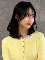 キャパ セントラル 天神 大名店(CAPA central)&nbsp;ミディアムレイヤー 前髪カット 黒髪 顔周りカット 髪質改善