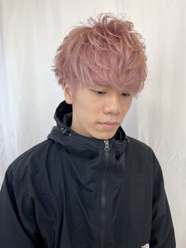 オーリーヘアー(Olliy hair) ピンク×マッシュ/ピンクベージュ/ツーブロックマッシュ/50代