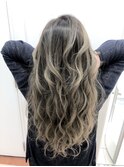 デザインカラーレイヤーカットウェットヘアオリーブベージュ