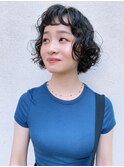 ボブパーマモテ髪薄めバング前髪デジタルパーマ大人美人