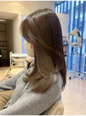 レイヤーカット　7トーン　オリーブベージュ