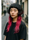 黒からピンクのグラデーション×クラゲヘア