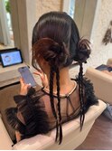 【お呼ばれヘアセット】タイトヘア×ツインお団子