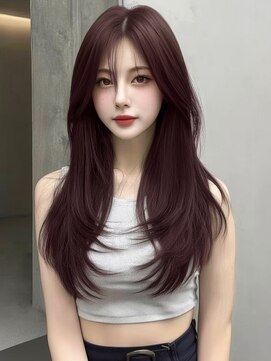 ユーフォリア 渋谷グランデ(Euphoria SHIBUYA GRANDE) 韓国ヘア 赤髪 ブリーチなしダブルカラー SAYAKA