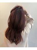 美髪ロングレイヤー　ピンクカラー