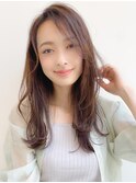 ロングレイヤー、外ハネボブ、グレージュ、脱白髪染め☆