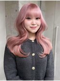 ペールピンクカラー/ワンホンレイヤー/韓国ヘア/ケアブリーチ