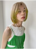 【HOLIDAYS】うざバング×ライムグリーン裾カラー