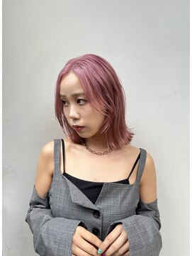 スタン 渋谷(Stam) ミルクティーピンクグレージュカラー韓国ミディアムレイヤー