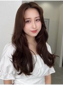 フェミニンロング/似合わせカット/メルティカラー/かきあげ前髪