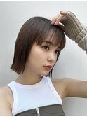 ☆平行ボブ×チャコールグレー×韓国風巻き×クラゲヘアー