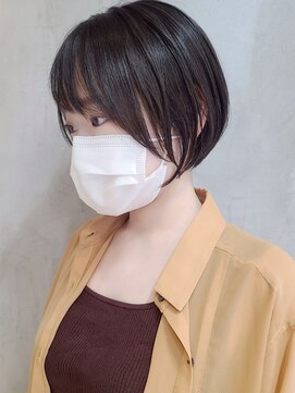 エリマ 横浜西口(elima) 横浜西口切りっぱなしボブ外ハネボブワンカラーオリーブベージュ