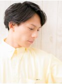 ダークアッシュ七三分けメンズショートa仙台愛子
