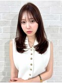 ロングレイヤー/顔まわりカット/ダークブラウン[stylist竹田]