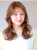 波巻きロングにショコラベージュ/前髪薄め小顔レイヤー透明感◎