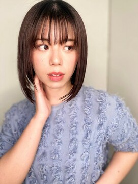 カバーヘア ブリス 川口(COVER HAIR bliss) アッシュブラウン透け感切りっぱなしボブp1川口20代30代40代
