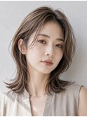 ミディアムレイヤー　白髪ぼかし　ハイライト　40代50代60代