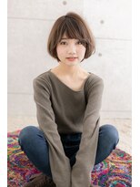 斜めバング×前下がりで小顔＊大人かわいいナチュラルボブ