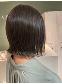 saraju ヒラノ　切りっぱなしボブ　オリーブブラウン