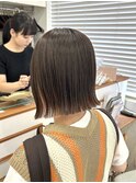 前髪マチルダボブピンクベージュインナーグレージュ