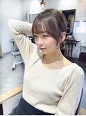 韓国風ヘア 小顔 前髪 顔周りカット ベージュカラー