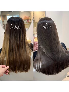 カラ フクオカ(Cara FUKUOKA) 《★髪質改善うる艶水素カラー＋カット★》【before→after】