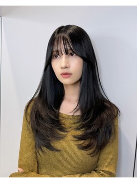 ザクザクレイヤーワンカール_オリーブベージュレイヤーカット