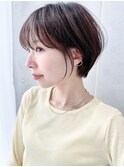 say.ショートボブひし形ショートダークレッドコーラルオレンジ
