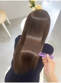 こっくりマロンブラウン秋カラー艶髪韓国ヘア顔まわりカット