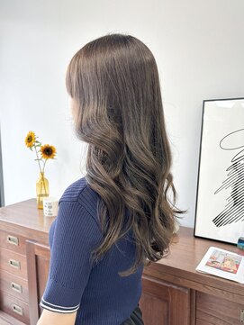 ヘアー アイス 御器所本店(HAIR ICI) ブリーチなしグレージュアッシュブラウンレイヤーロング冬カラー
