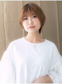 スモーキーベージュ/小顔ショート/小顔カット/アッシュベージュe