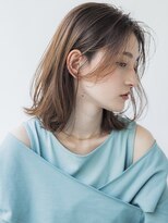 【aRietta大田涼華】センターパート　長めボブ　ミルクティー