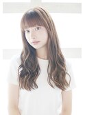 ワイドバングのゆるミックスカール◎30代40代50代60代