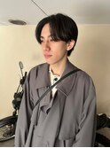 韓国ヘアカルマパーマコンマバングセンターパート黒髪ウルフ
