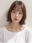 ホワイトグレージュミニウルフデジタルパーマチェリーブラウン