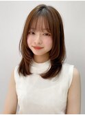小顔 前髪 レイヤーカット ホワイトグレージュ"